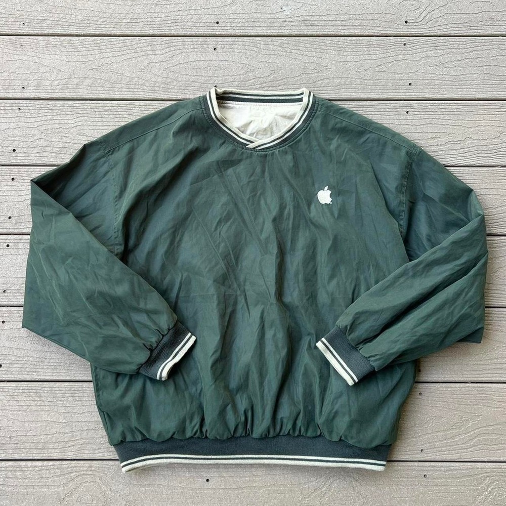 Vintage Apple Computers Jacket Forest Green Windbreaker‎ Pullover Fits Mens 2XL
